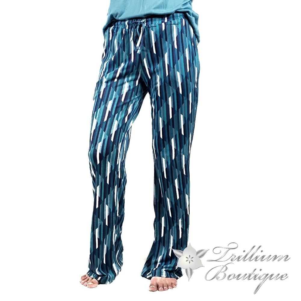 Felina Women's Pajama Set Maui Blue Diamond Stripe - Picture 4 of 8